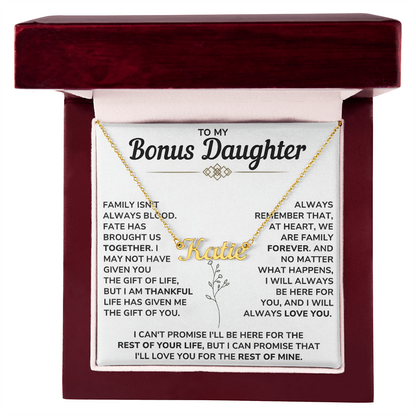 Personalize Name Necklace For Bonus Daughter From Mom and Dad