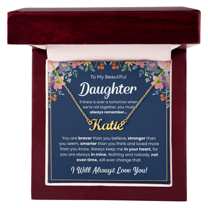 Personalized Daughter Name Necklace – Custom Name Gift from Mom or Dad