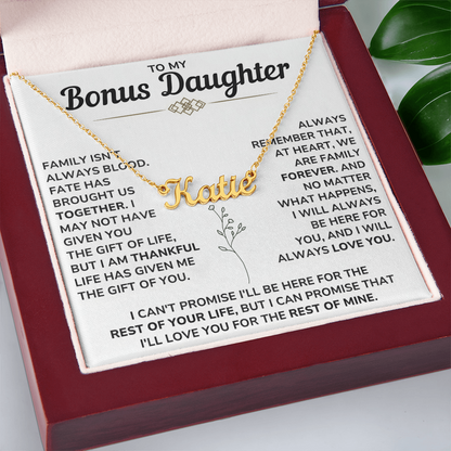 Personalize Name Necklace For Bonus Daughter From Mom and Dad