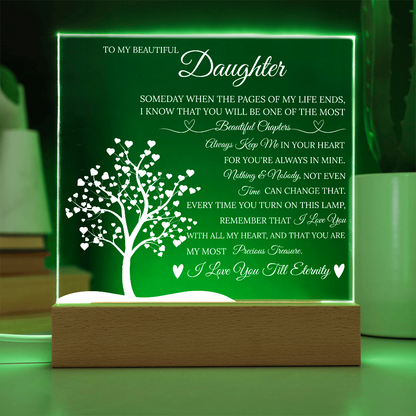 Daughter Acrylic Square Plaque from Mom Dad, Someday When The Pages of My Life End
