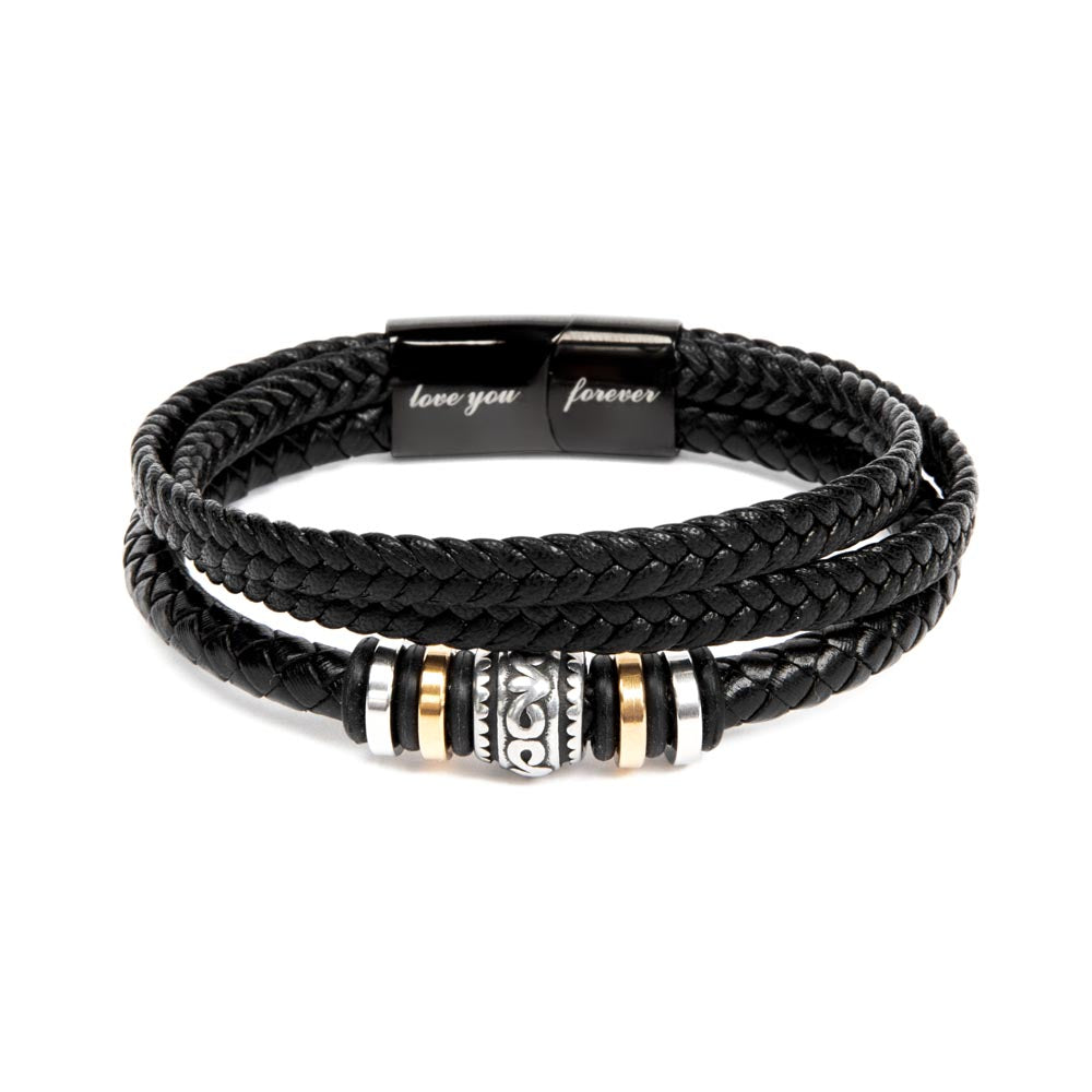 To My Grandson Leather Bracelet – Gift From Grandma or Grandpa