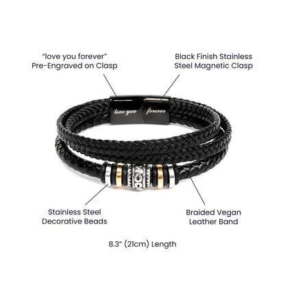 To My Grandson Leather Bracelet – Gift From Grandma or Grandpa
