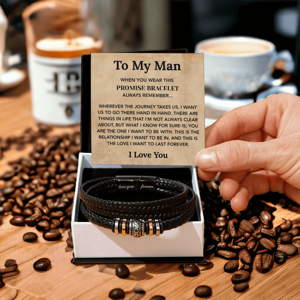To My Man Bracelet, Jewelry Gifts For Man With Message Card & Box