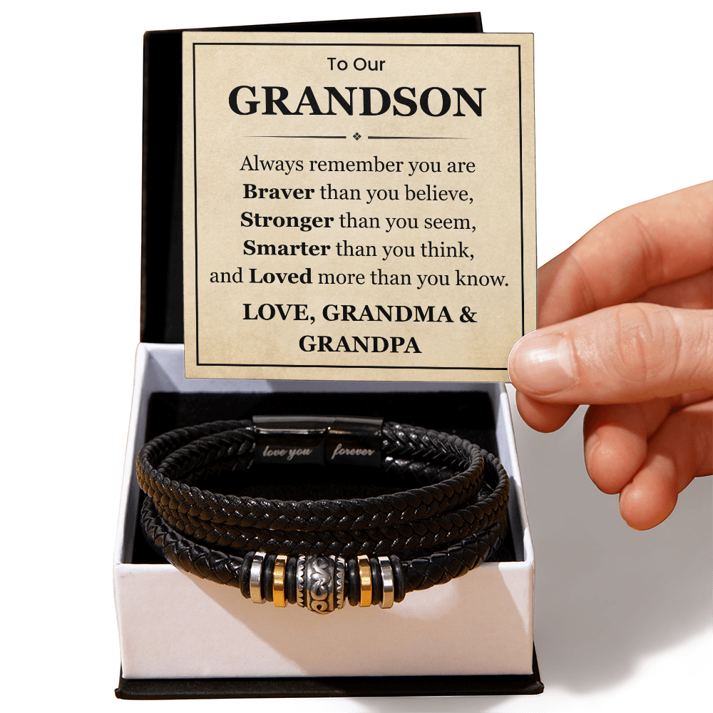 To My Grandson Bracelet From Grandma & Grandpa