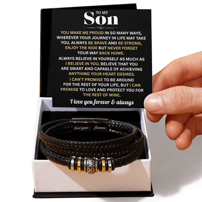 To My Son Bracelet With Heartfelt Message Card & Gift Box Gift From Mom & Dad