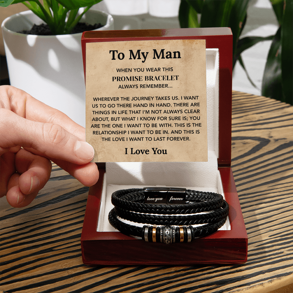 To My Man Bracelet, Jewelry Gifts For Man With Message Card & Box
