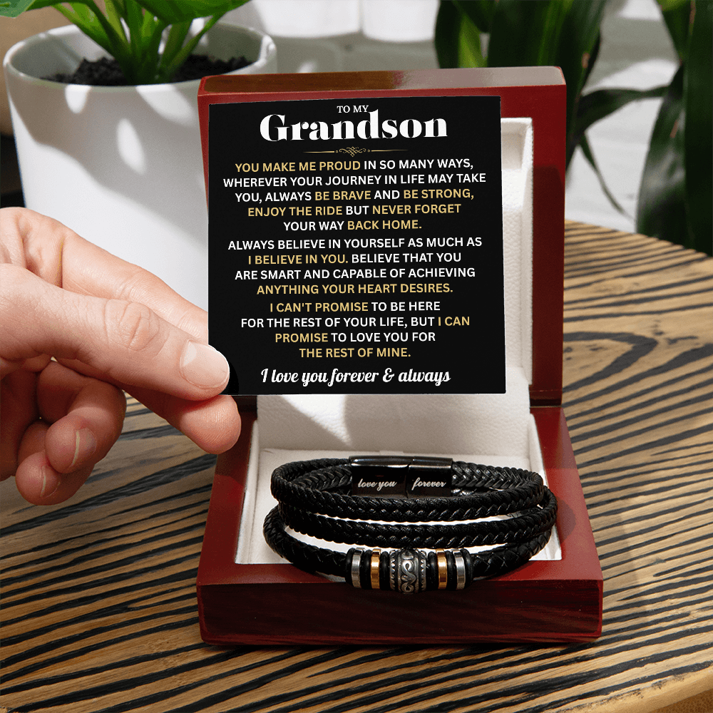 To My Grandson Bracelet | "Love You Forever" Meaningful Gift from Grandma & Grandpa