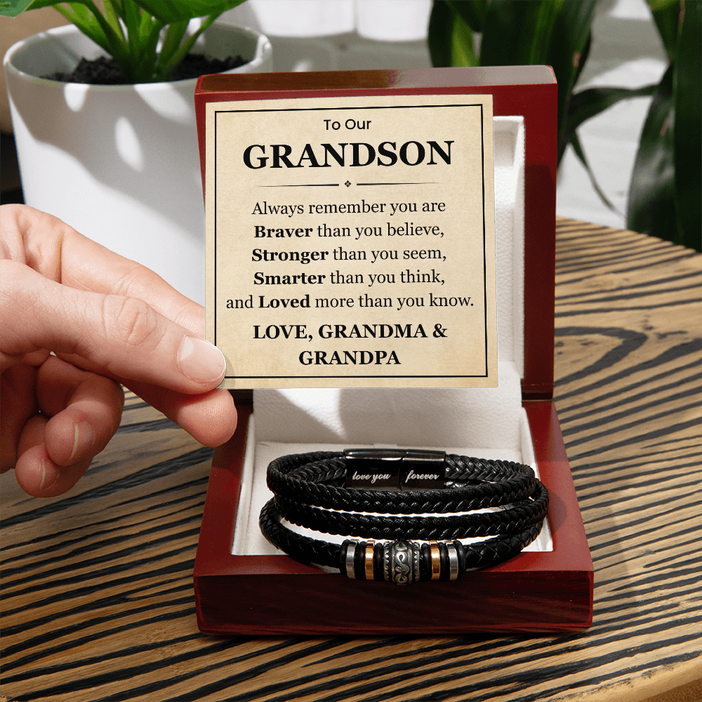 To My Grandson Bracelet From Grandma & Grandpa