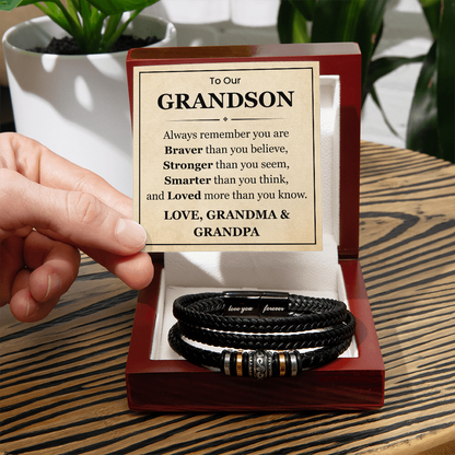 To My Grandson Bracelet From Grandma & Grandpa