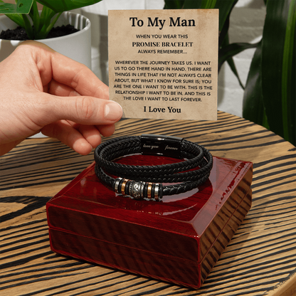 To My Man Bracelet, Jewelry Gifts For Man With Message Card & Box