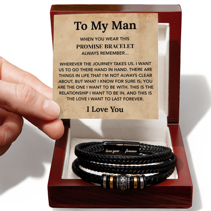 To My Man Bracelet, Jewelry Gifts For Man With Message Card & Box