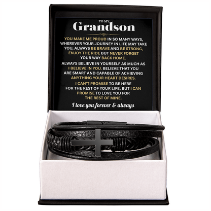 To My Grandson Cross Bracelet - Gift From Grandpa or Grandma