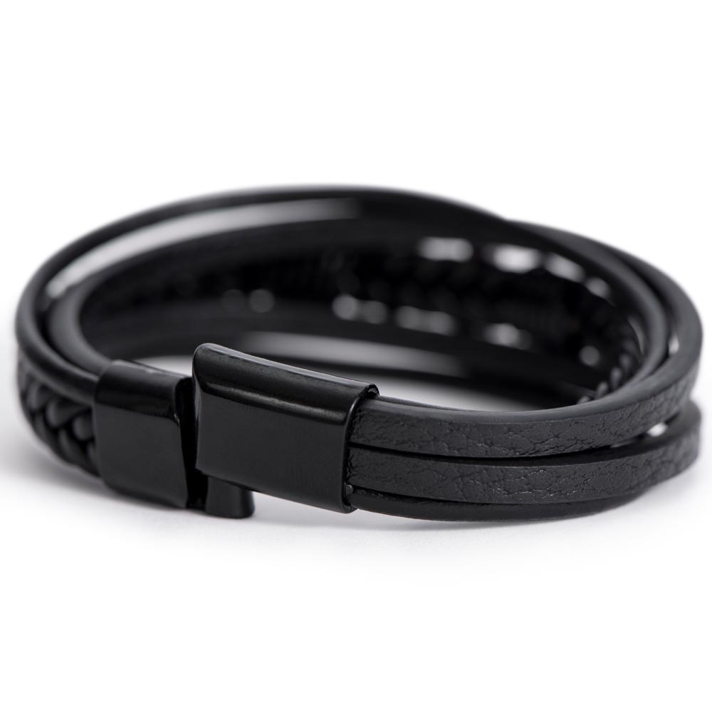 To My Son Bracelet From Dad, Leather Men's Cross Bracelet | Birthday, Graduation Gifts From Parents