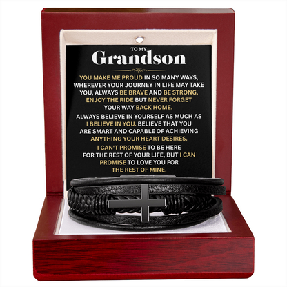 To My Grandson Cross Bracelet - Gift From Grandpa or Grandma