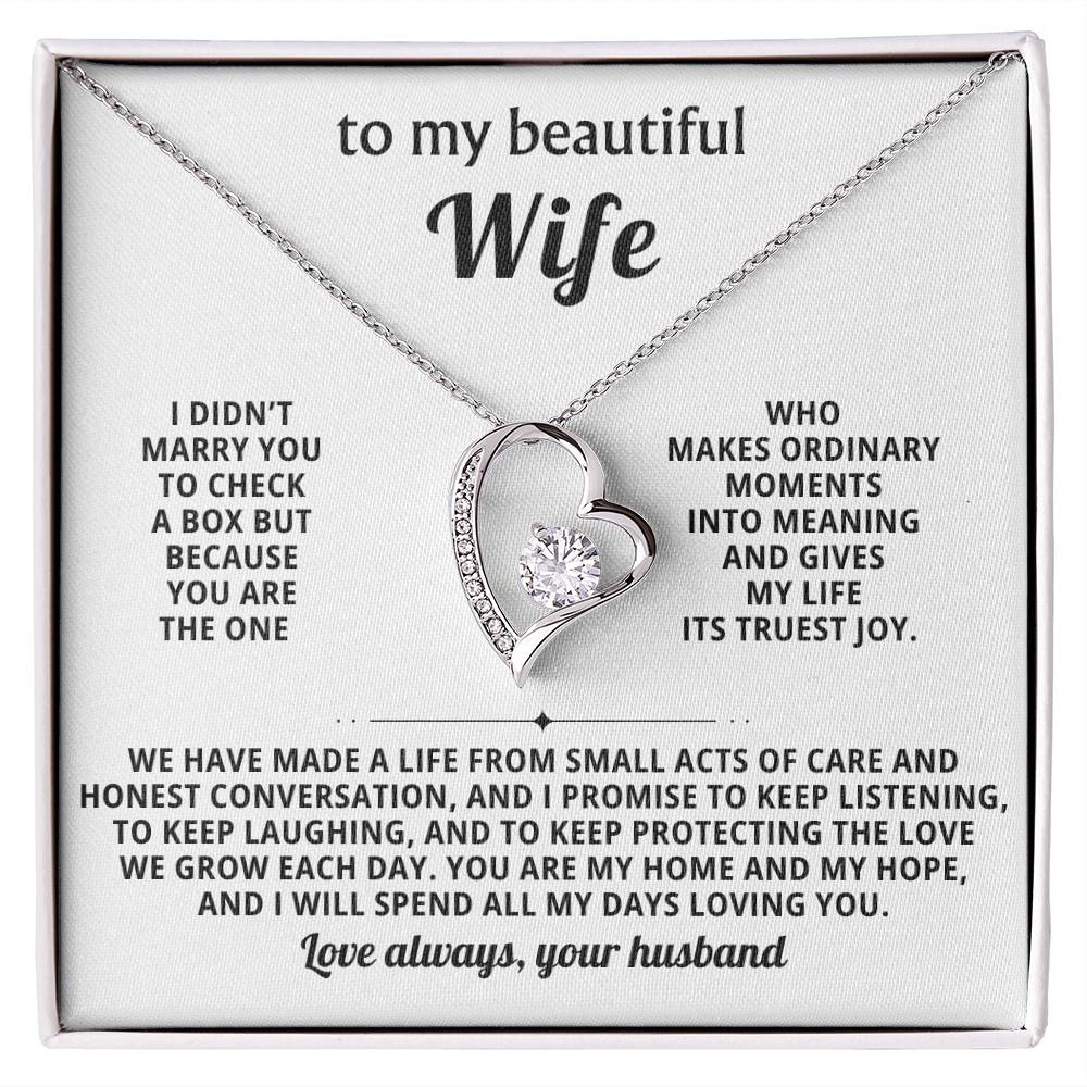 To My Beautiful Wife - Thinking About You Always Makes Me Smile - Forever Love Necklace