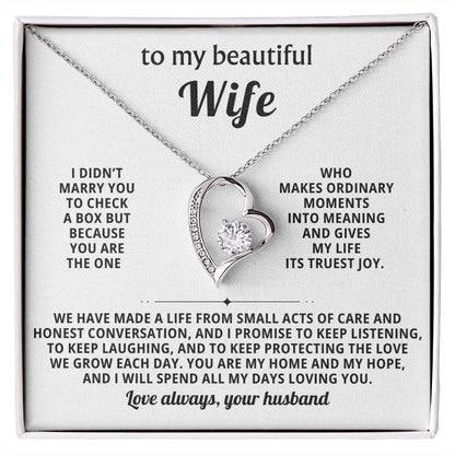 To My Beautiful Wife - Thinking About You Always Makes Me Smile - Forever Love Necklace