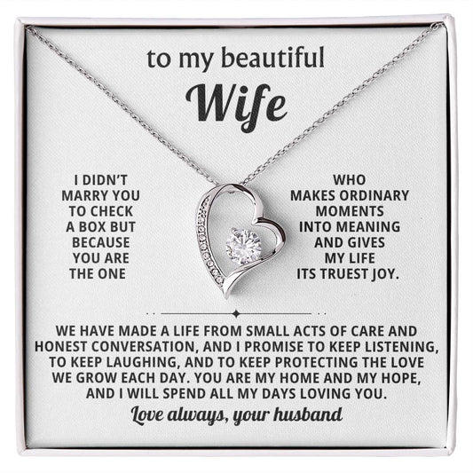 To My Beautiful Wife - Thinking About You Always Makes Me Smile - Forever Love Necklace
