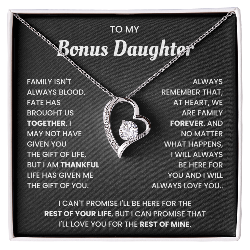 To My Bonus Daughter Necklace Gift From Bonus Mom Dad With Beautiful Gift Box