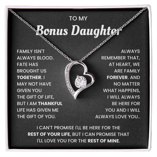 To My Bonus Daughter Necklace Gift From Bonus Mom Dad With Beautiful Gift Box