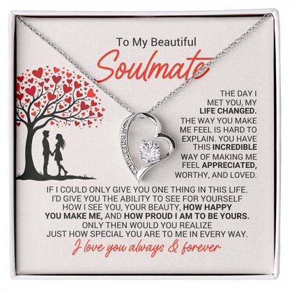 To My Soulmate Necklace - Soulmate Jewelry for Her - Anniversary Birthday Gift for Wife Girlfriend Soulmate