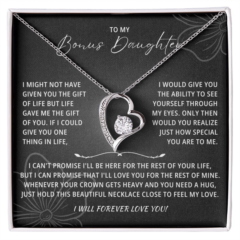 To My Beautiful Bonus Daughter Necklace From Mom & Dad With Message Card