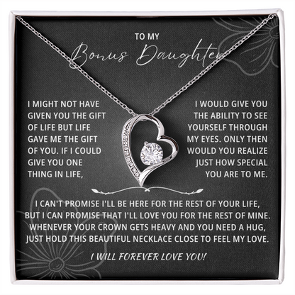 To My Beautiful Bonus Daughter Necklace From Mom & Dad With Message Card