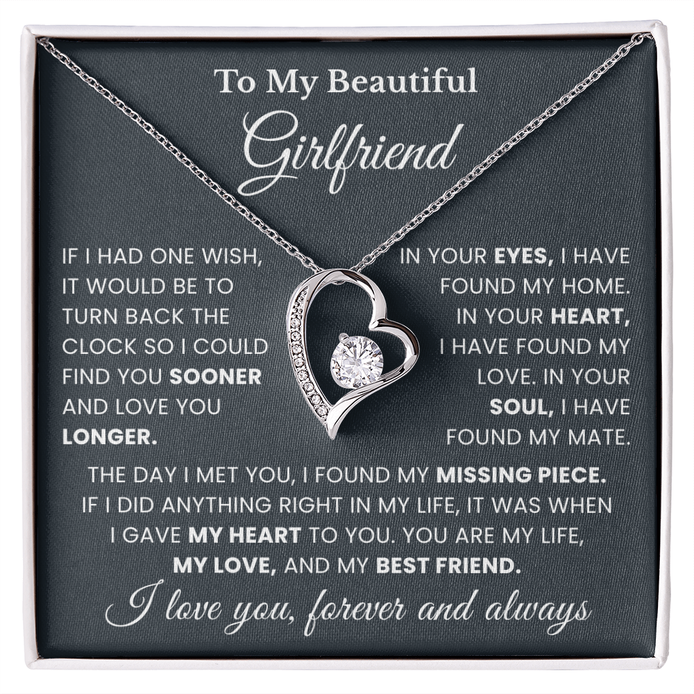 Girlfriend Necklace From Boyfriend, Valentine's gifts For Girlfriend Message Card & LED Box