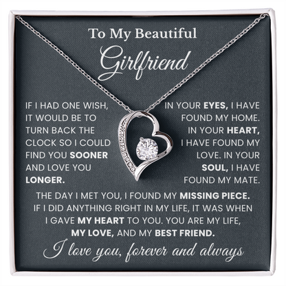 Girlfriend Necklace From Boyfriend, Valentine's gifts For Girlfriend Message Card & LED Box