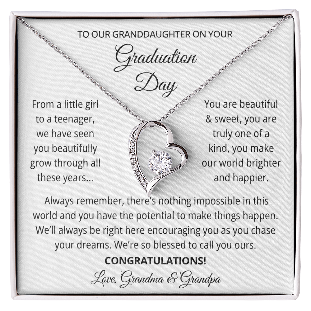 Granddaughter Graduation Gift from Grandma & Grandpa - Forever Love Necklace