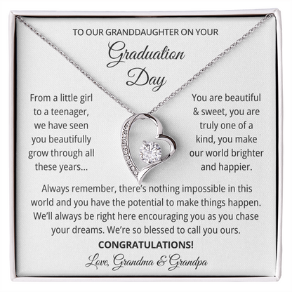 Granddaughter Graduation Gift from Grandma & Grandpa - Forever Love Necklace
