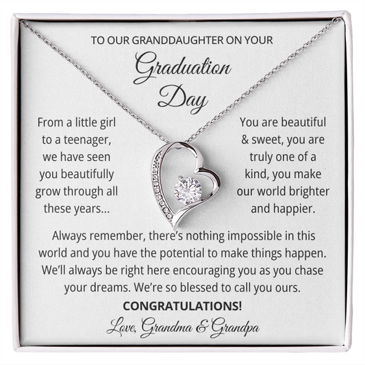 Granddaughter Graduation Gift from Grandma & Grandpa - Forever Love Necklace