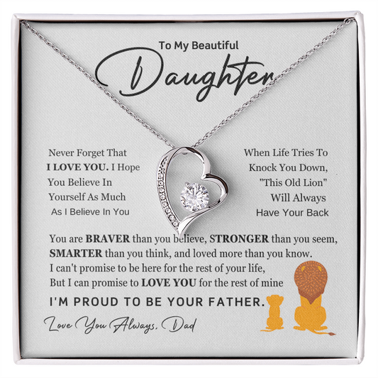 To My Daughter - Always Keep Me in Your Heart - Forever Love Necklace