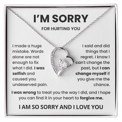 I'm Sorry Necklace Gift for Her- Apology to Girlfriend, Wife On Birthday, Valentines