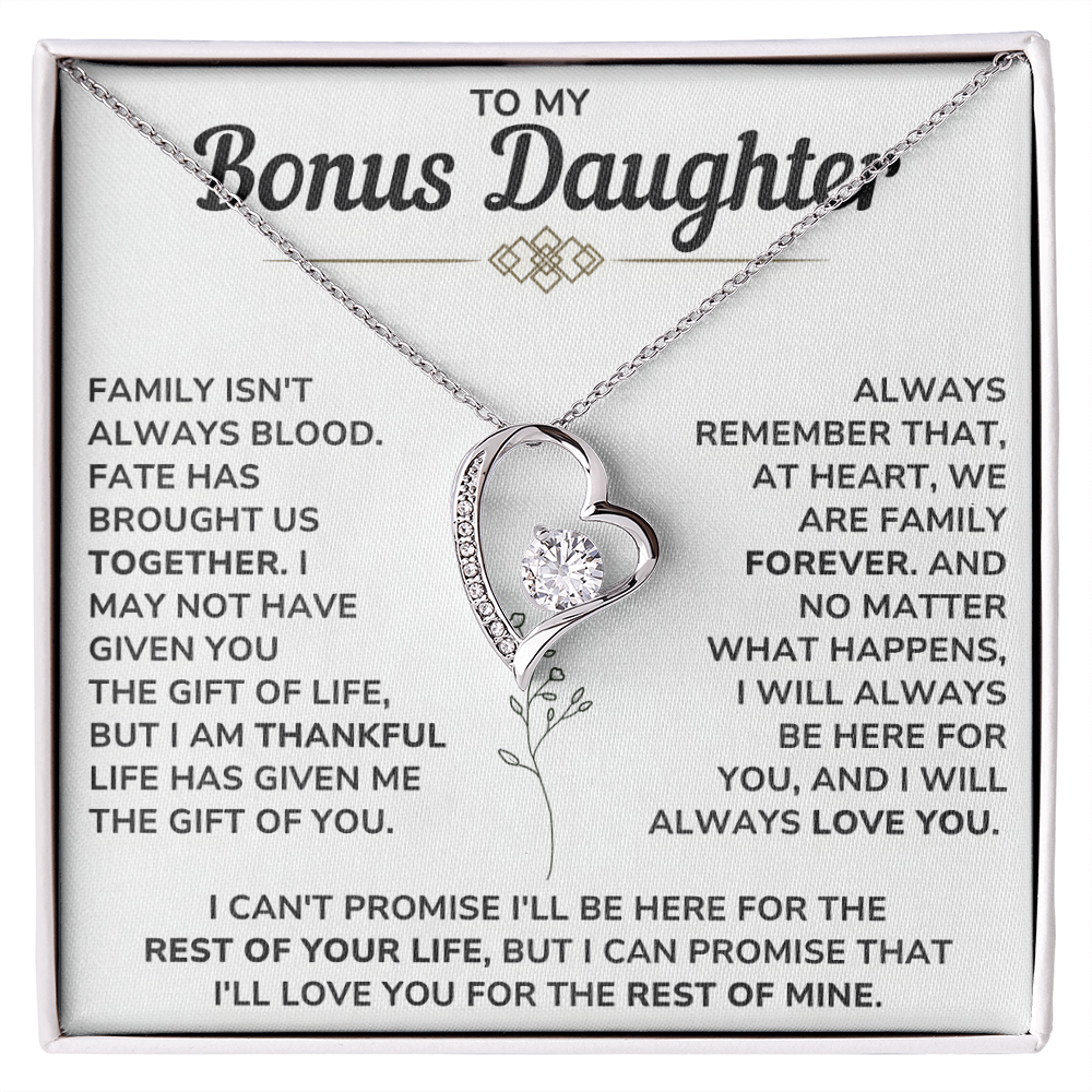 To My Bonus Daughter Gifts - Forever Love Necklace