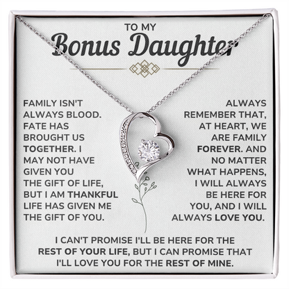 To My Bonus Daughter Gifts - Forever Love Necklace