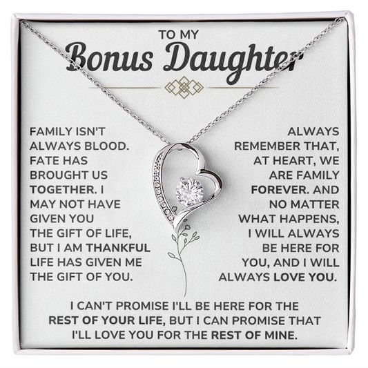 To My Bonus Daughter Gifts - Forever Love Necklace