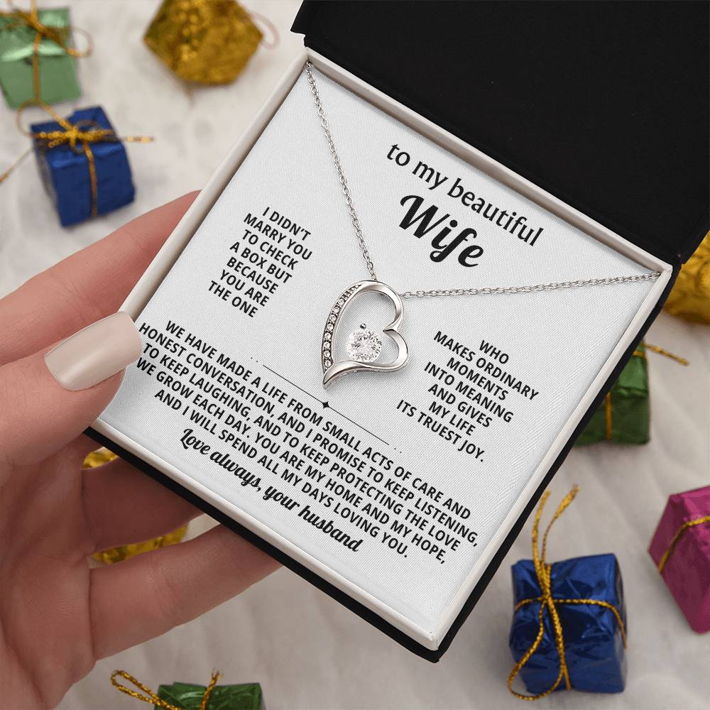 To My Beautiful Wife - Thinking About You Always Makes Me Smile - Forever Love Necklace