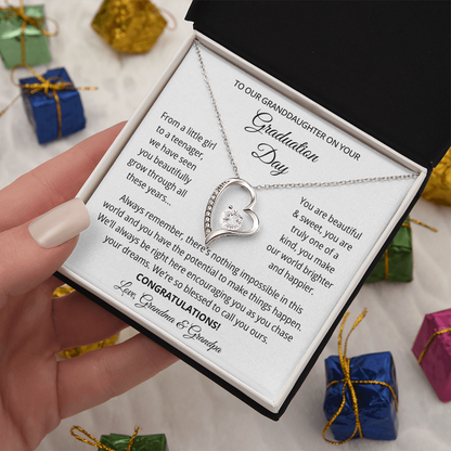 Granddaughter Graduation Gift from Grandma & Grandpa - Forever Love Necklace