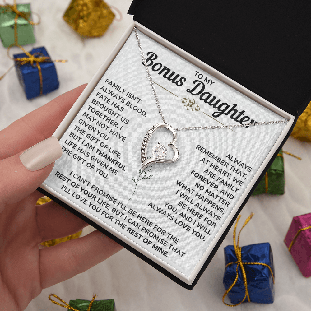 To My Bonus Daughter Gifts - Forever Love Necklace