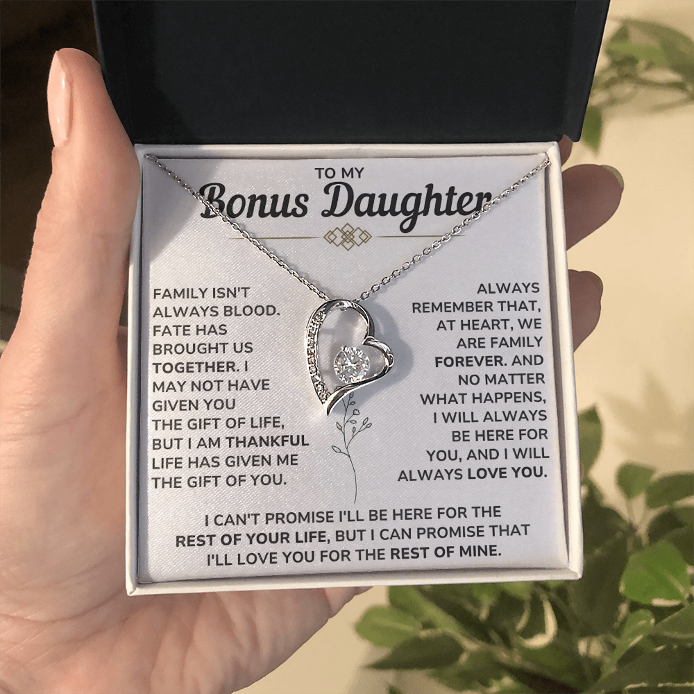 To My Bonus Daughter Gifts - Forever Love Necklace