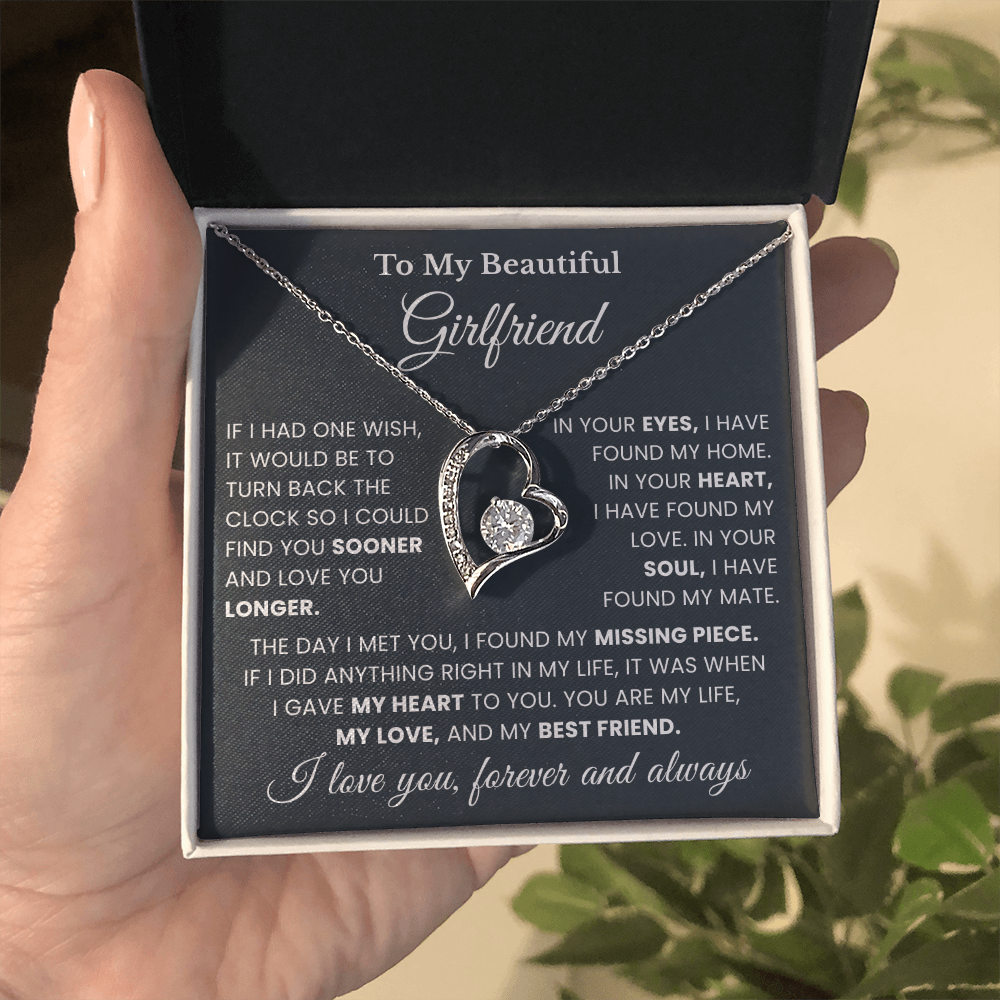 Girlfriend Necklace From Boyfriend, Valentine's gifts For Girlfriend Message Card & LED Box