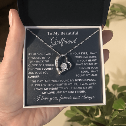 Girlfriend Necklace From Boyfriend, Valentine's gifts For Girlfriend Message Card & LED Box