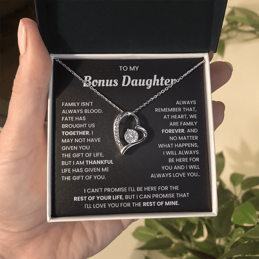 To My Bonus Daughter Necklace Gift From Bonus Mom Dad With Beautiful Gift Box