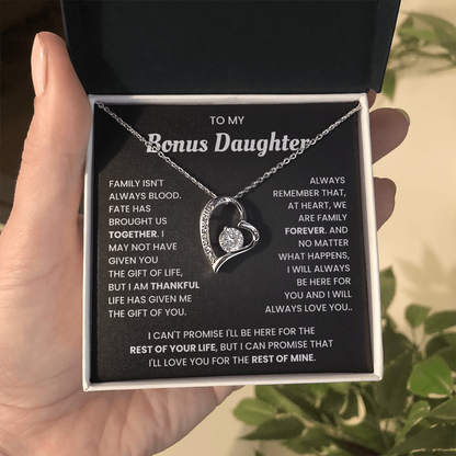 To My Bonus Daughter Necklace Gift From Bonus Mom Dad With Beautiful Gift Box