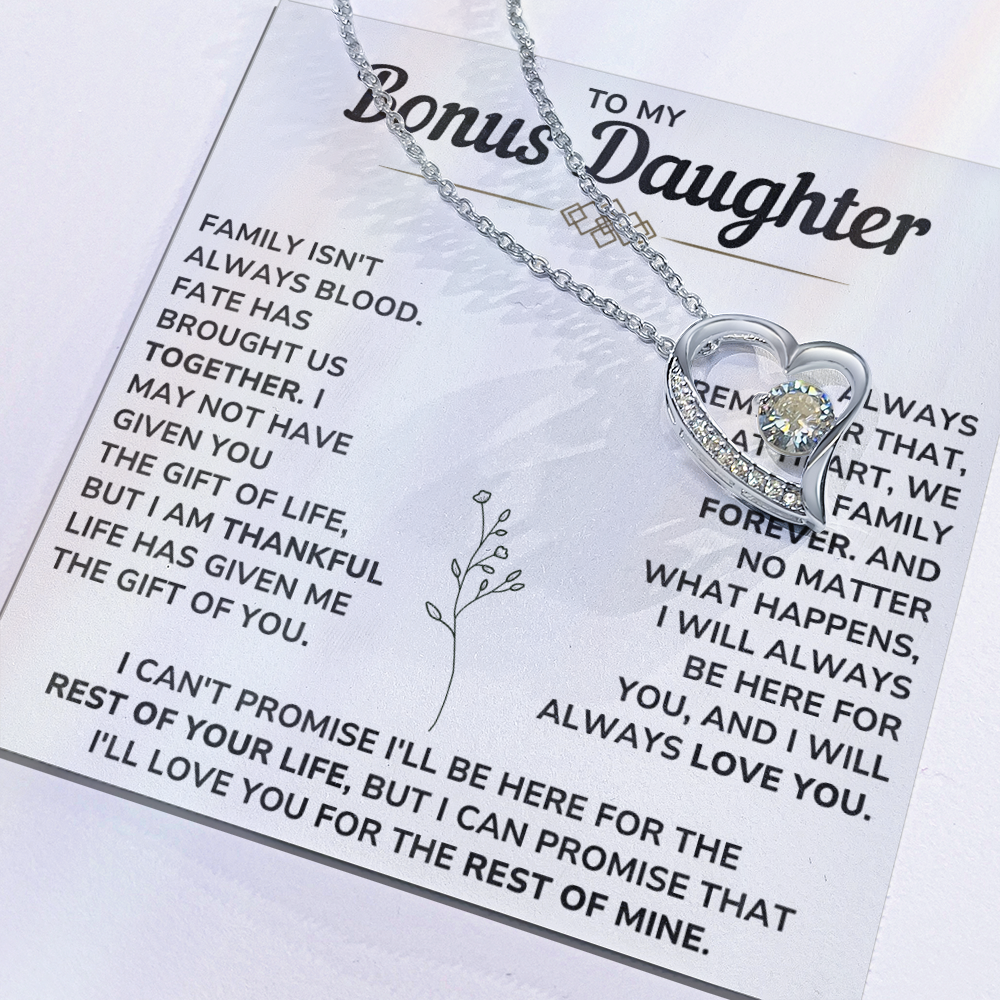 To My Bonus Daughter Gifts - Forever Love Necklace