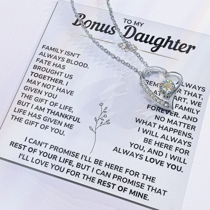 To My Bonus Daughter Gifts - Forever Love Necklace