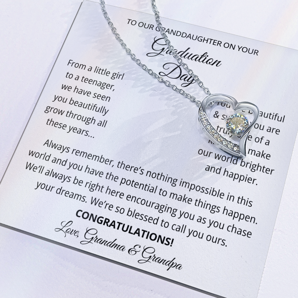 Granddaughter Graduation Gift from Grandma & Grandpa - Forever Love Necklace