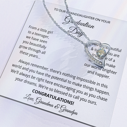 Granddaughter Graduation Gift from Grandma & Grandpa - Forever Love Necklace