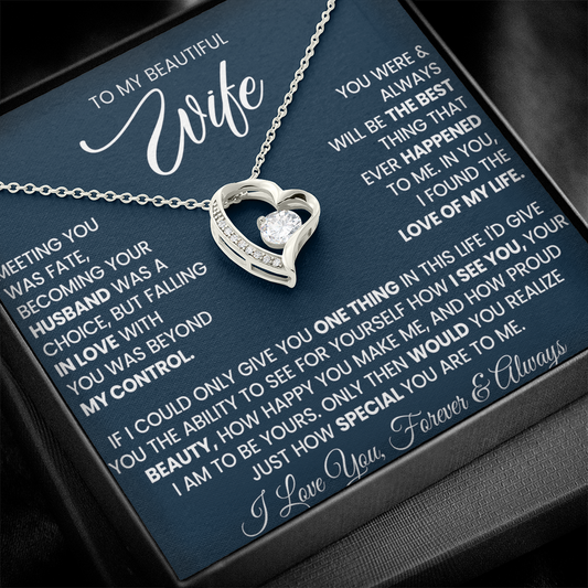 To My Wife Forever Love Necklace With Heartfelt Message & Gift Box