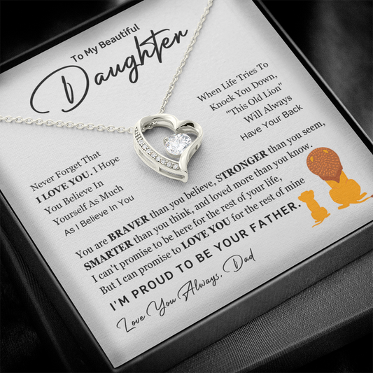 To My Daughter - Always Keep Me in Your Heart - Forever Love Necklace